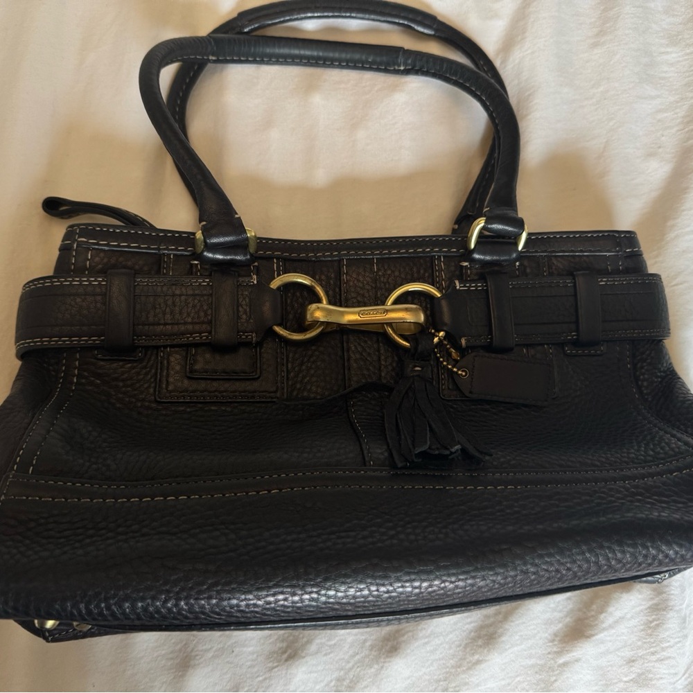 Coach Black Shoulder Bag with Gold Hardware